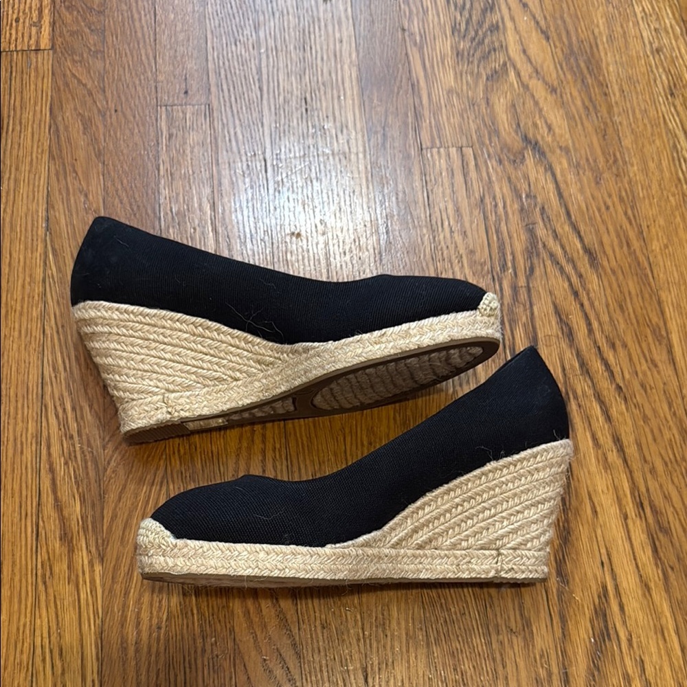 J. Crew Black Wedge Espadrilles